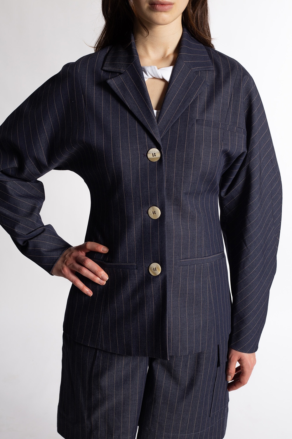 Navy blue Striped blazer Ganni - SchaferandweinerShops